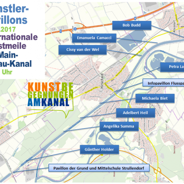 Übersicht der Künstlerpavillons am 30.09.2017 auf dem Damm des Main-Donau-Kanals zwischen Altendorf, Hirschaid und Strullendorf