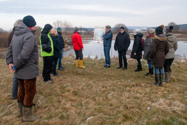 Partner für den Main bei der Besichtigung der Baustelle zur neuen Mainschleife Zapfendorf. Foto: Anne Schmitt