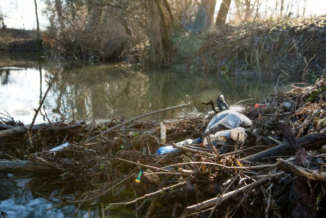 Müll im Leitenbach bei Kemmern 2019. Foto: Thomas Ochs