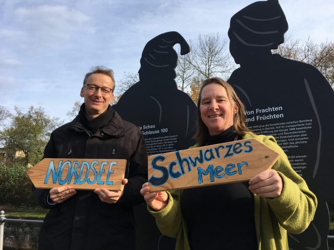 Wo gehts zur Nordsee und wo zum Schwarzen Meer.Schleuse 100 in Bamberg. Foto: TKS Bamberg