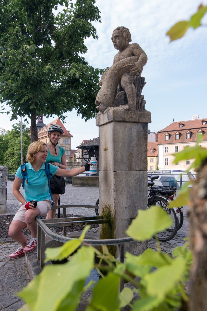 Öffentlicher Trinkwasserbrunnen in Bamberg am Kranen. Foto: M. Hammrich/Frankentourismus