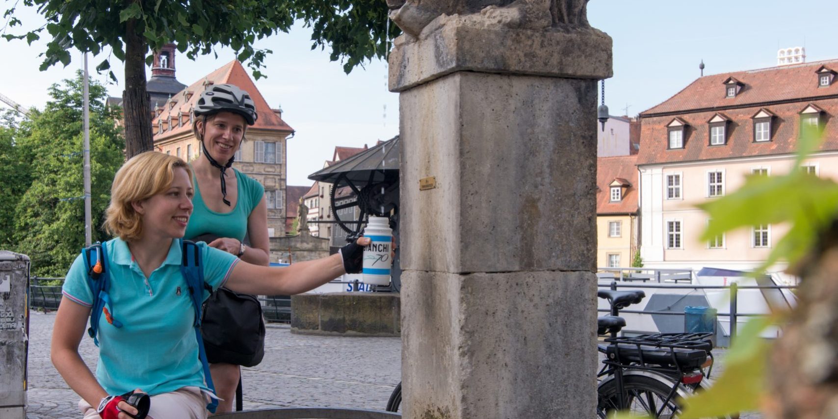 Öffentlicher Trinkwasserbrunnen in Bamberg am Kranen. Foto: M. Hammrich/Frankentourismus