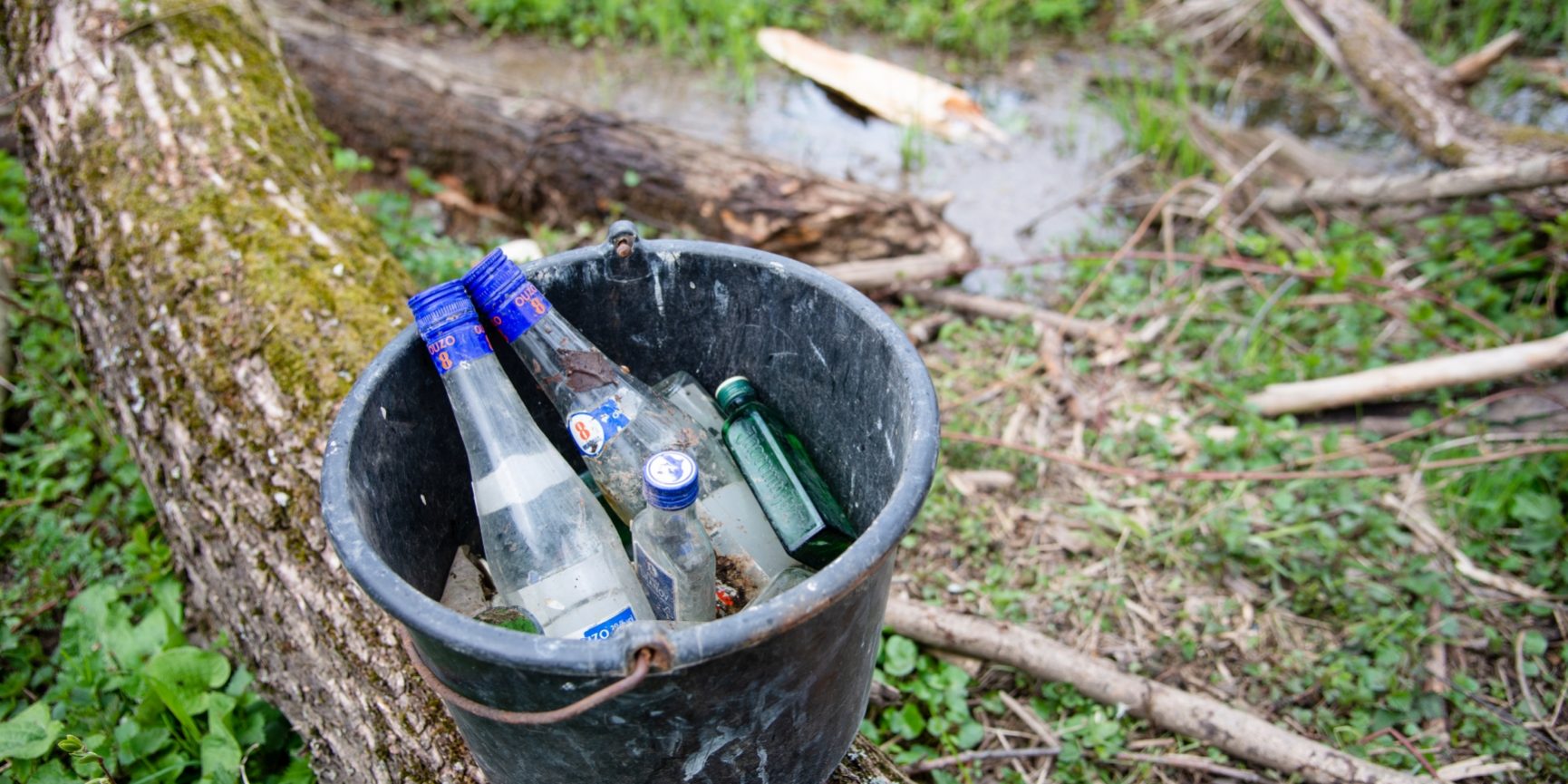 Am Main gesammelte Glasflaschen in Kemmern (Foto: Thomas Ochs).